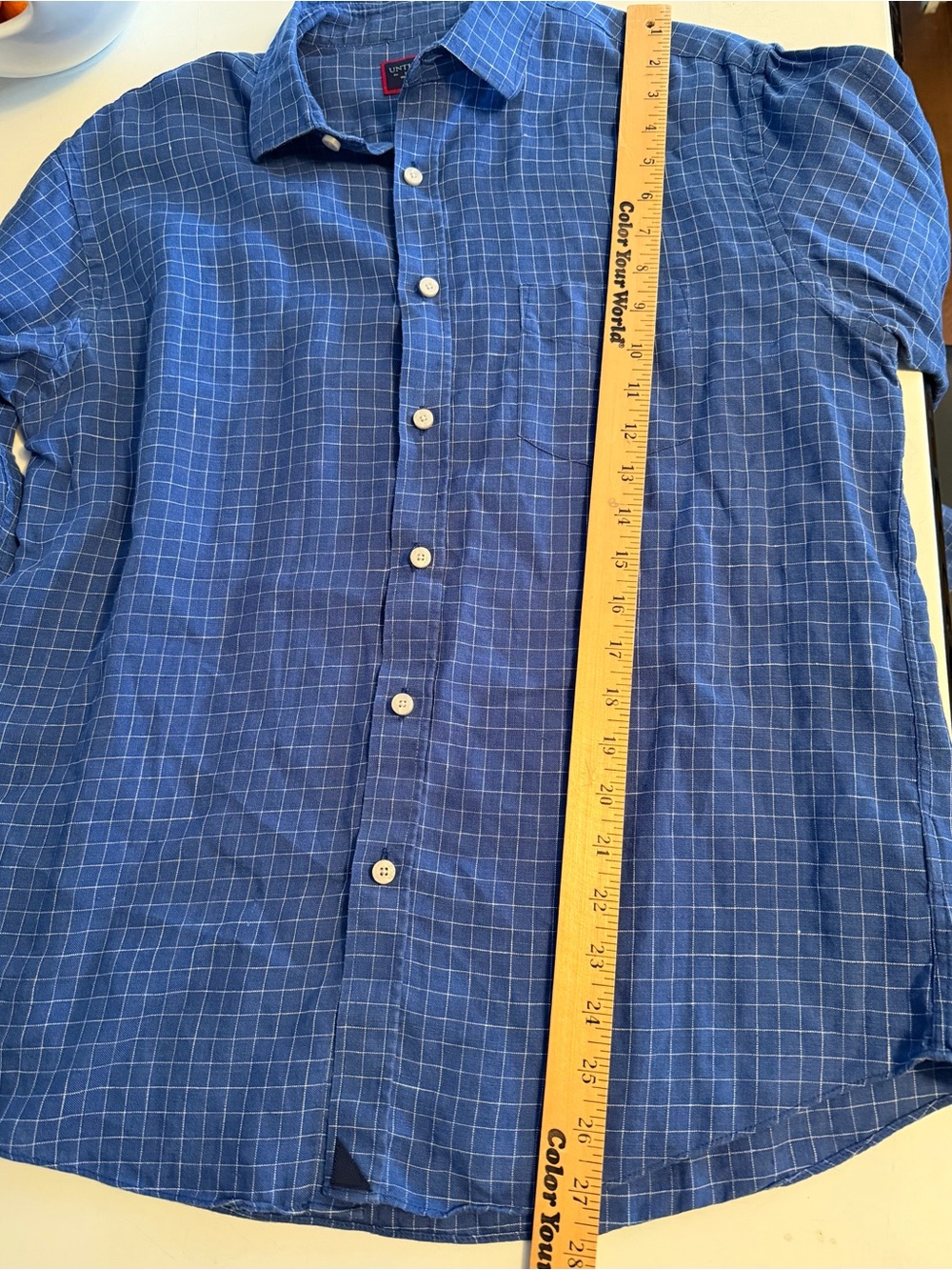 UNTUCKit 100% Linen Blue Windowpane Button-Up Shirt Men’s Medium Wrinkle Free - Picture 8 of 10